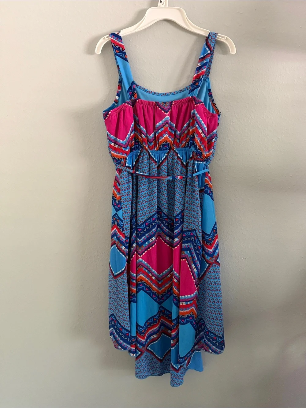 paper doll Blue Geo Print High-Low Sundress